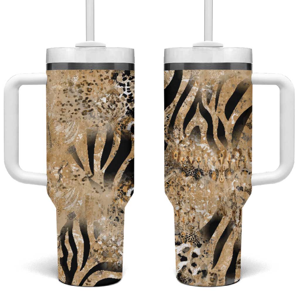 African Wild Animal Skins Tumbler With Handle Zebra Tiger Leopard Mix Skin LT9