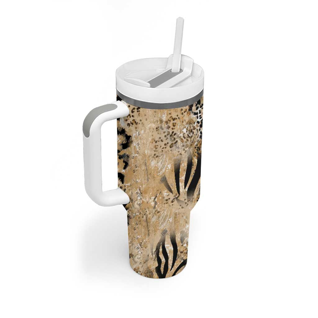 African Wild Animal Skins Tumbler With Handle Zebra Tiger Leopard Mix Skin LT9