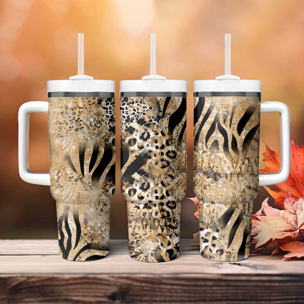 African Wild Animal Skins Tumbler With Handle Zebra Tiger Leopard Mix Skin LT9