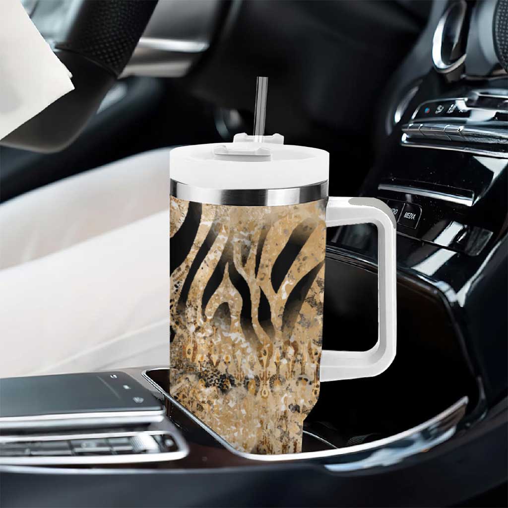 African Wild Animal Skins Tumbler With Handle Zebra Tiger Leopard Mix Skin LT9