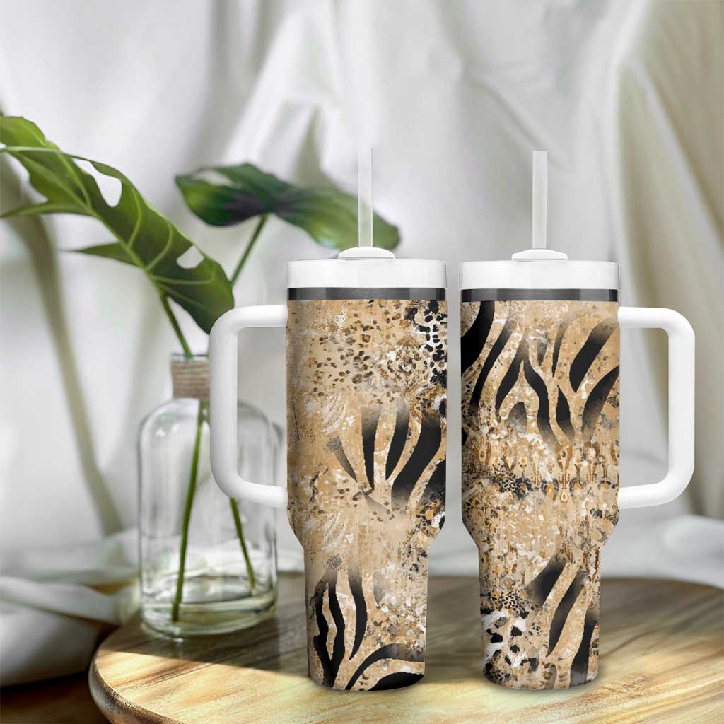 African Wild Animal Skins Tumbler With Handle Zebra Tiger Leopard Mix Skin LT9