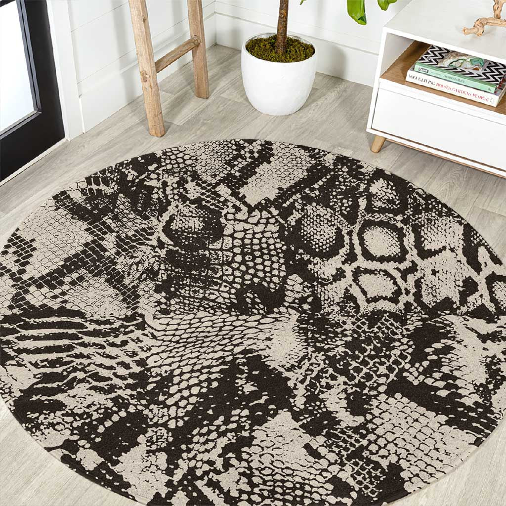 African Wild Animal Skins Round Carpet Snake and Crocodile Mix Skin LT9