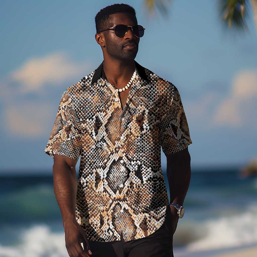 African Wild Animal Skins Hawaiian Shirt Vintage Snake Skin Pattern LT9