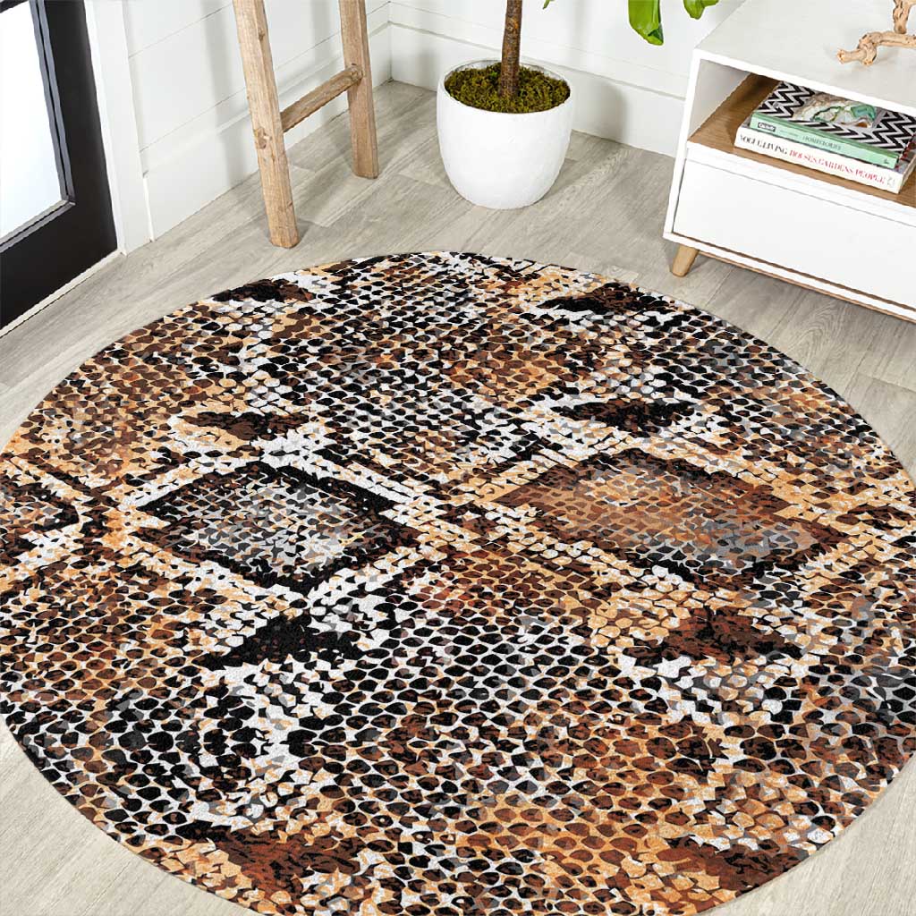 African Wild Animal Skins Round Carpet Vintage Snake Skin Pattern LT9