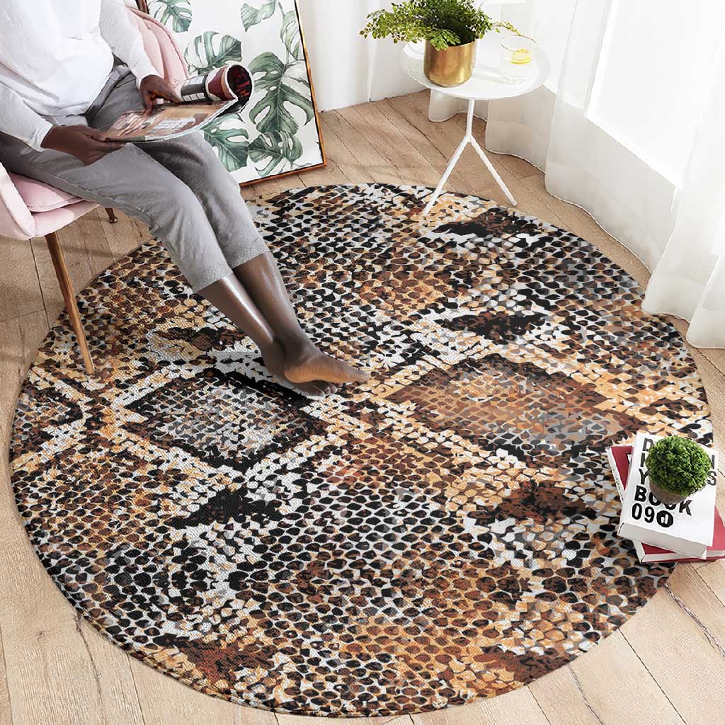 African Wild Animal Skins Round Carpet Vintage Snake Skin Pattern LT9