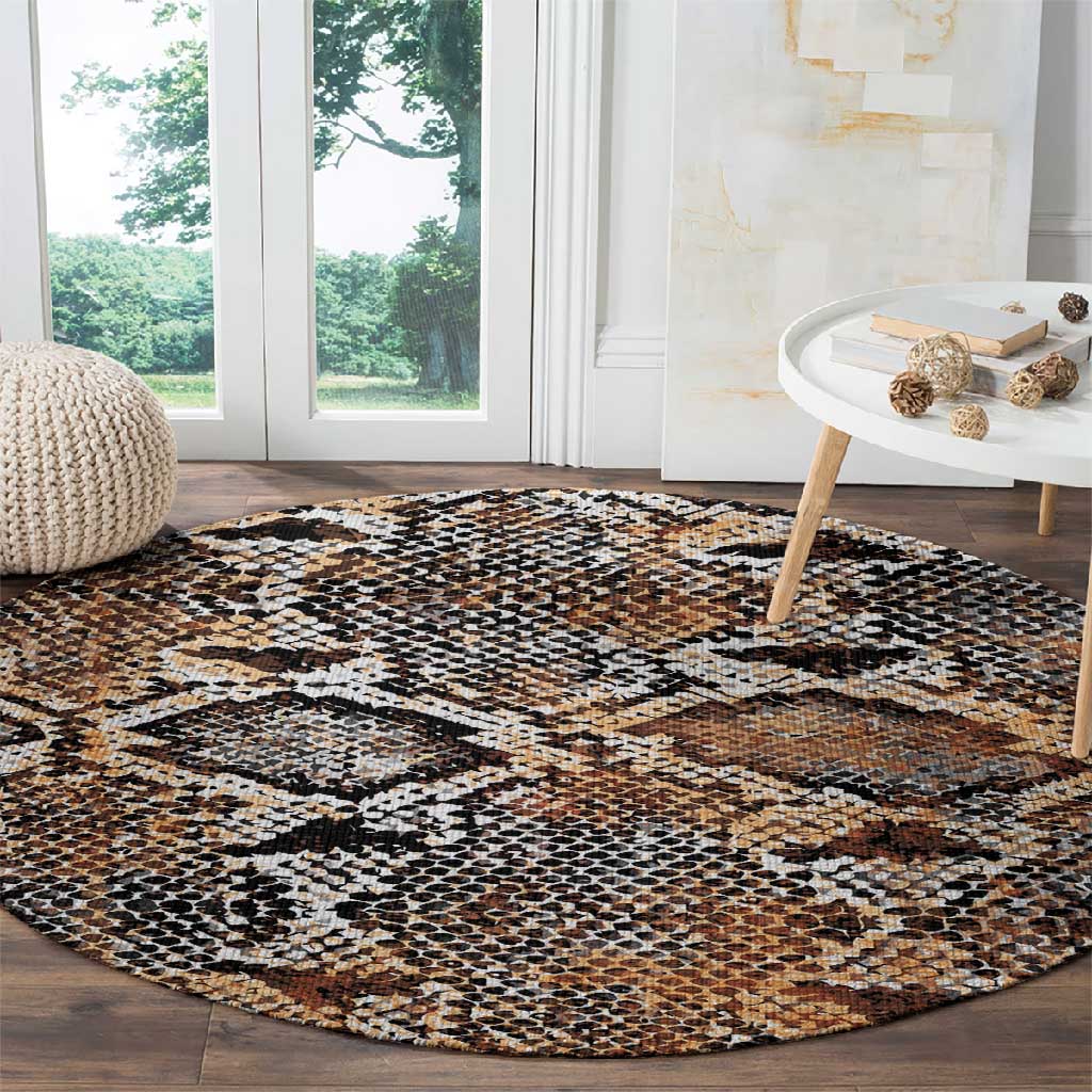 African Wild Animal Skins Round Carpet Vintage Snake Skin Pattern LT9