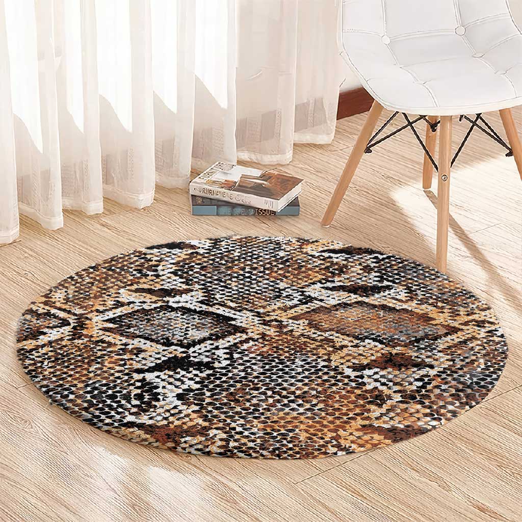 African Wild Animal Skins Round Carpet Vintage Snake Skin Pattern LT9