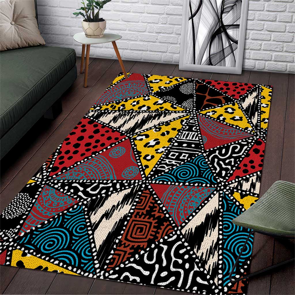 African Wild Animal Skins Area Rug Triangles Pattern Afro Pattern Style LT9
