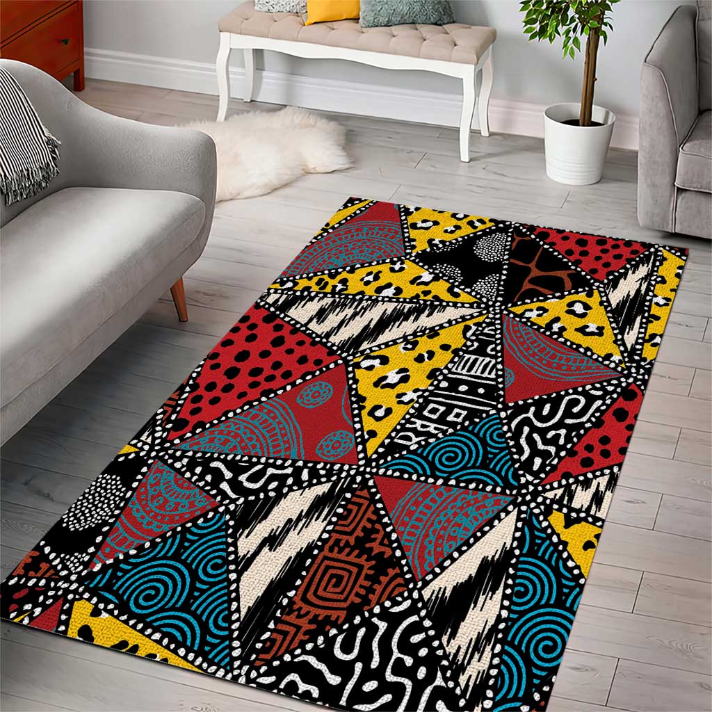 African Wild Animal Skins Area Rug Triangles Pattern Afro Pattern Style LT9