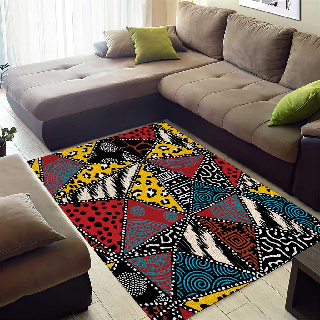 African Wild Animal Skins Area Rug Triangles Pattern Afro Pattern Style LT9