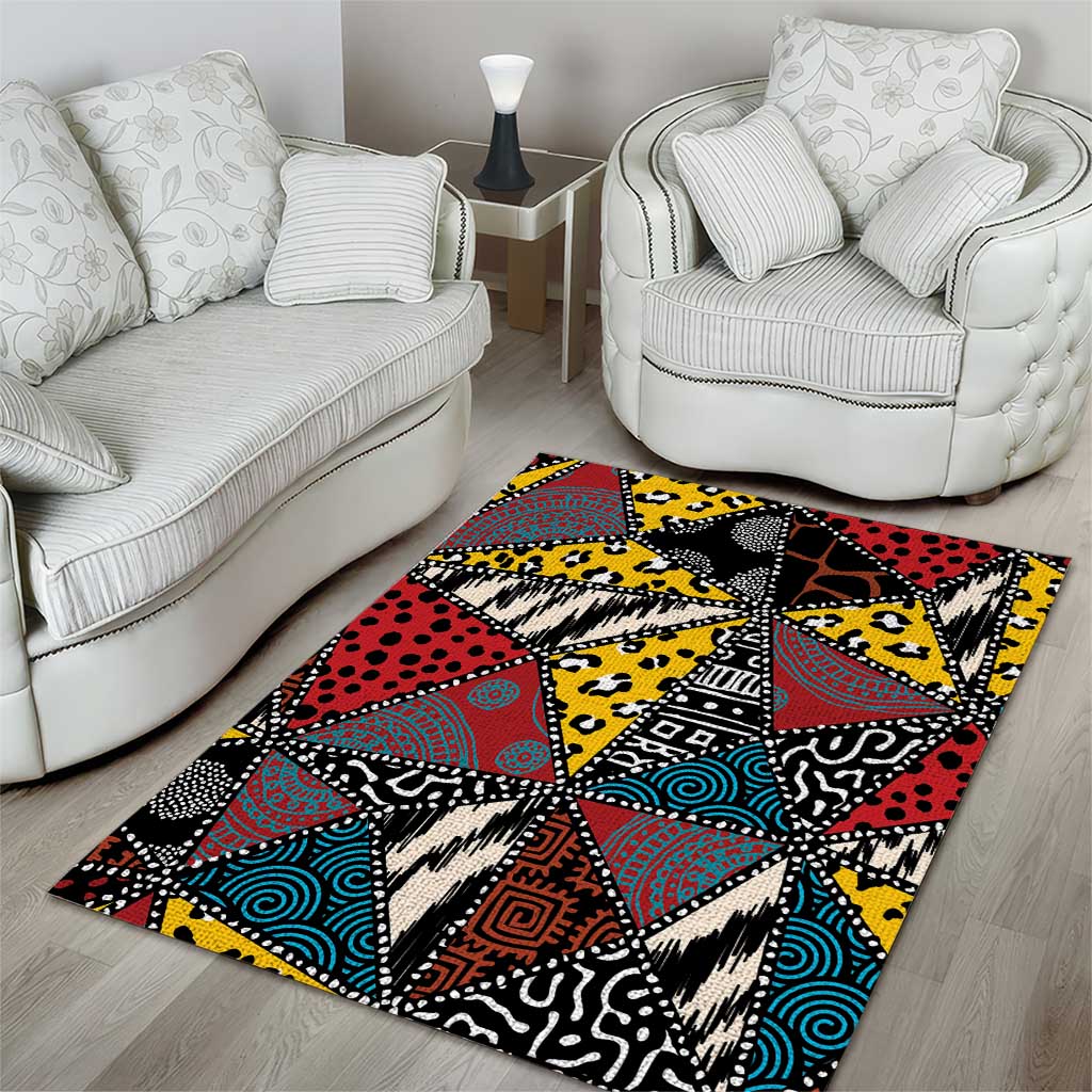 African Wild Animal Skins Area Rug Triangles Pattern Afro Pattern Style LT9