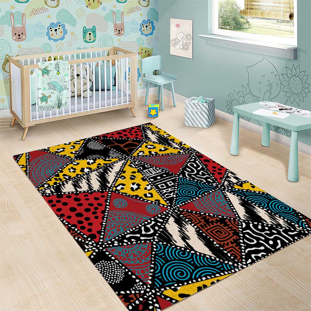 African Wild Animal Skins Area Rug Triangles Pattern Afro Pattern Style LT9