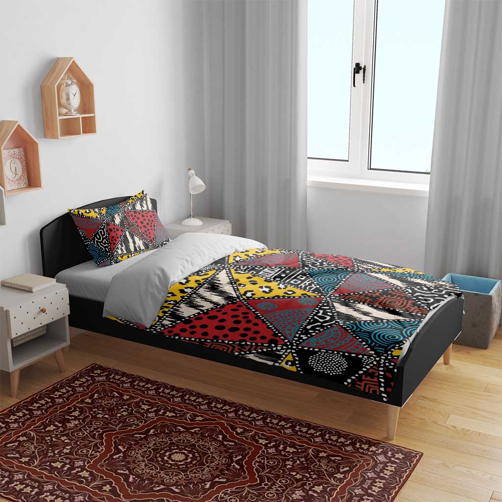African Wild Animal Skins Bedding Set Triangles Pattern Afro Pattern Style LT9