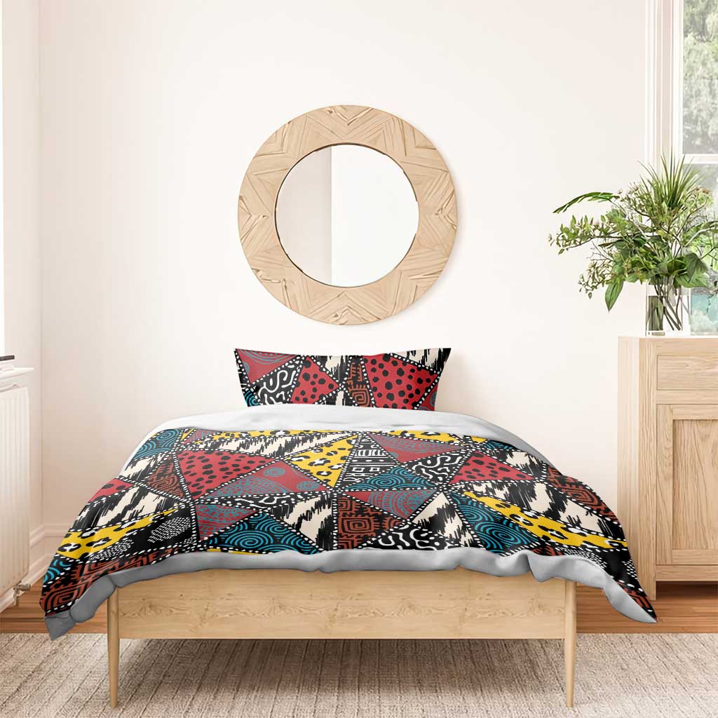 African Wild Animal Skins Bedding Set Triangles Pattern Afro Pattern Style LT9
