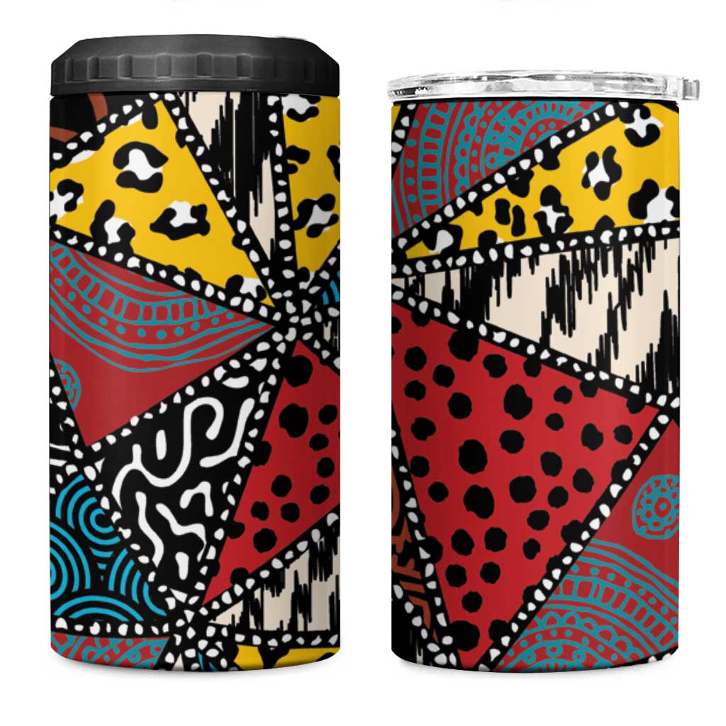 African Wild Animal Skins 4 in 1 Can Cooler Tumbler Triangles Pattern Afro Pattern Style LT9