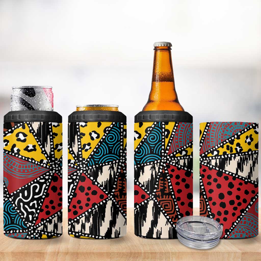 African Wild Animal Skins 4 in 1 Can Cooler Tumbler Triangles Pattern Afro Pattern Style LT9