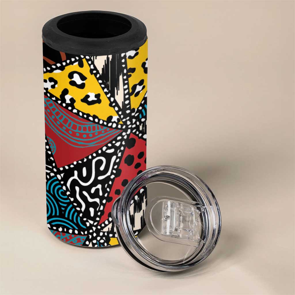 African Wild Animal Skins 4 in 1 Can Cooler Tumbler Triangles Pattern Afro Pattern Style LT9