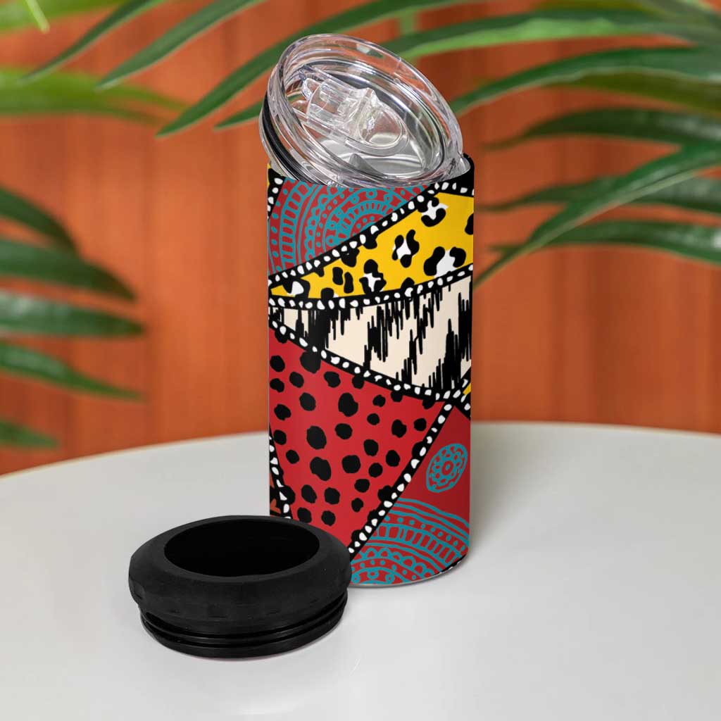 African Wild Animal Skins 4 in 1 Can Cooler Tumbler Triangles Pattern Afro Pattern Style LT9