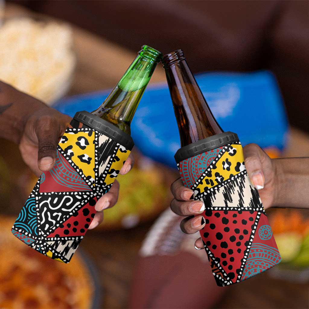 African Wild Animal Skins 4 in 1 Can Cooler Tumbler Triangles Pattern Afro Pattern Style LT9