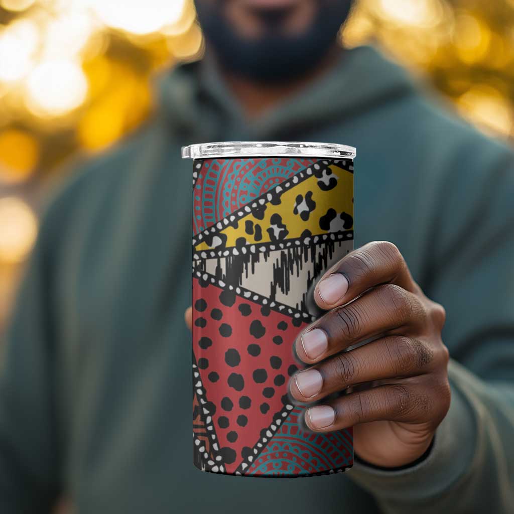 African Wild Animal Skins 4 in 1 Can Cooler Tumbler Triangles Pattern Afro Pattern Style LT9