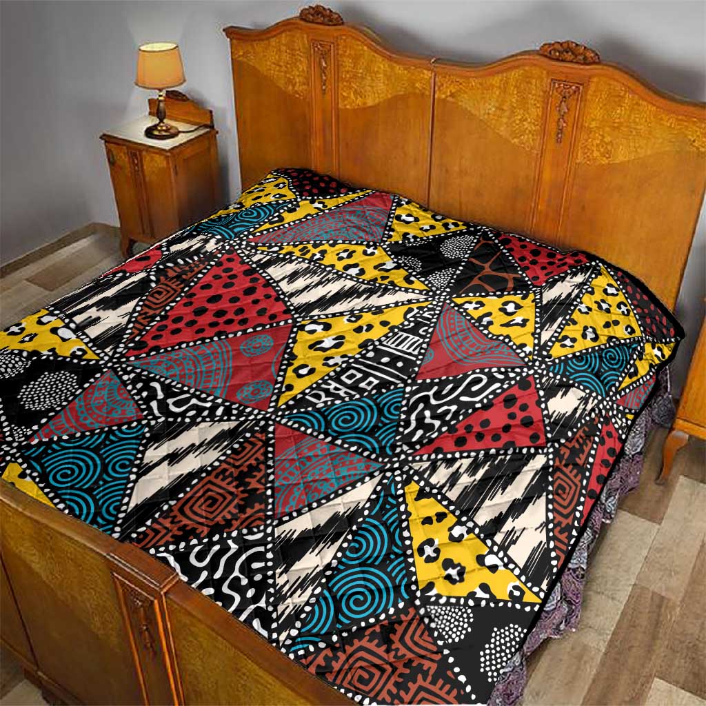 African Wild Animal Skins Quilt Triangles Pattern Afro Pattern Style LT9
