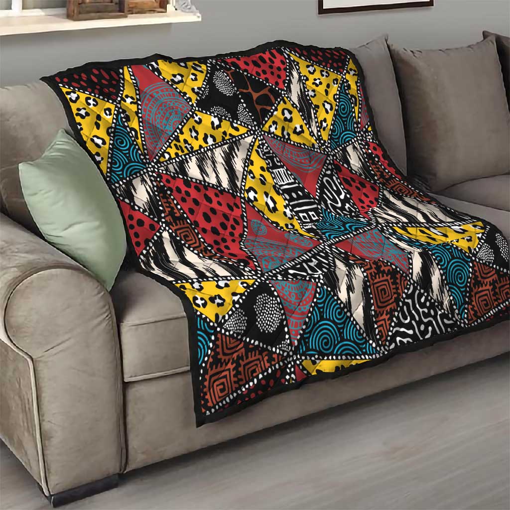African Wild Animal Skins Quilt Triangles Pattern Afro Pattern Style LT9