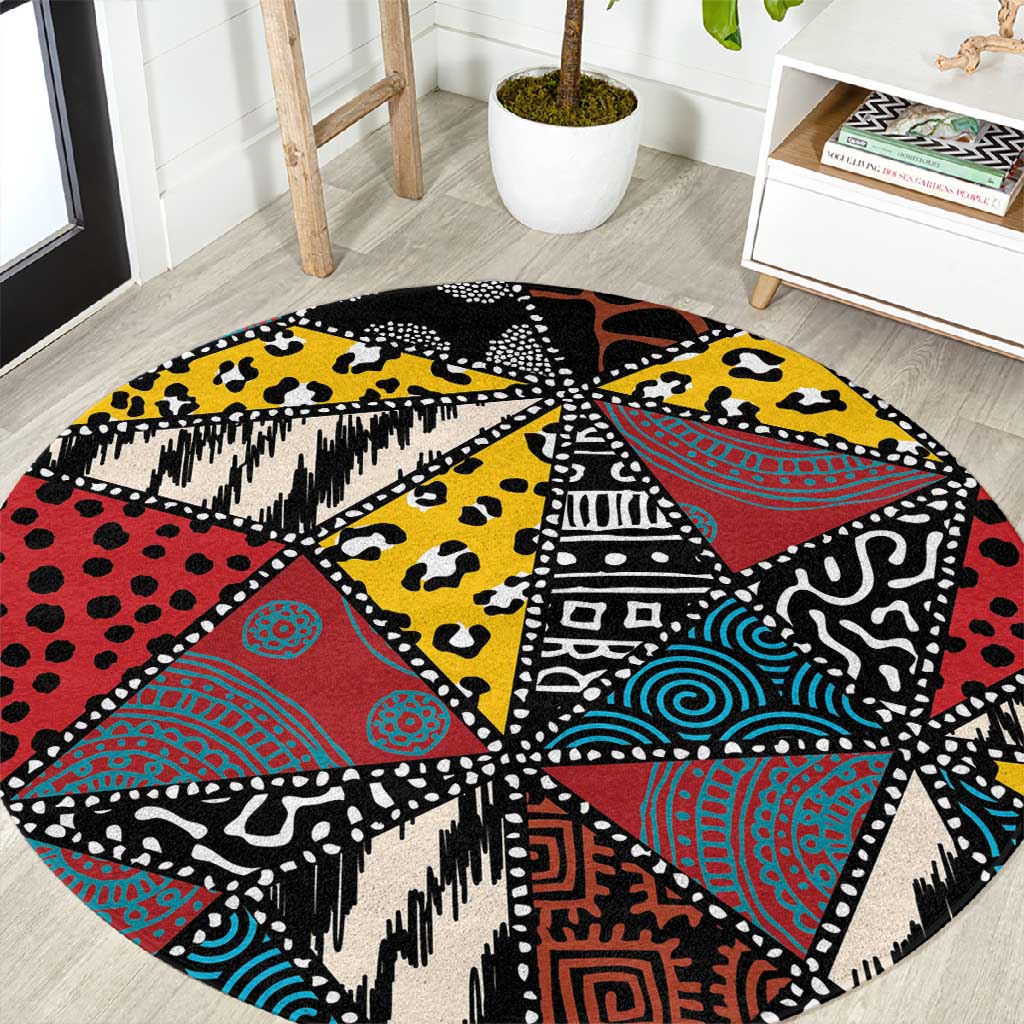 African Wild Animal Skins Round Carpet Triangles Pattern Afro Pattern Style LT9