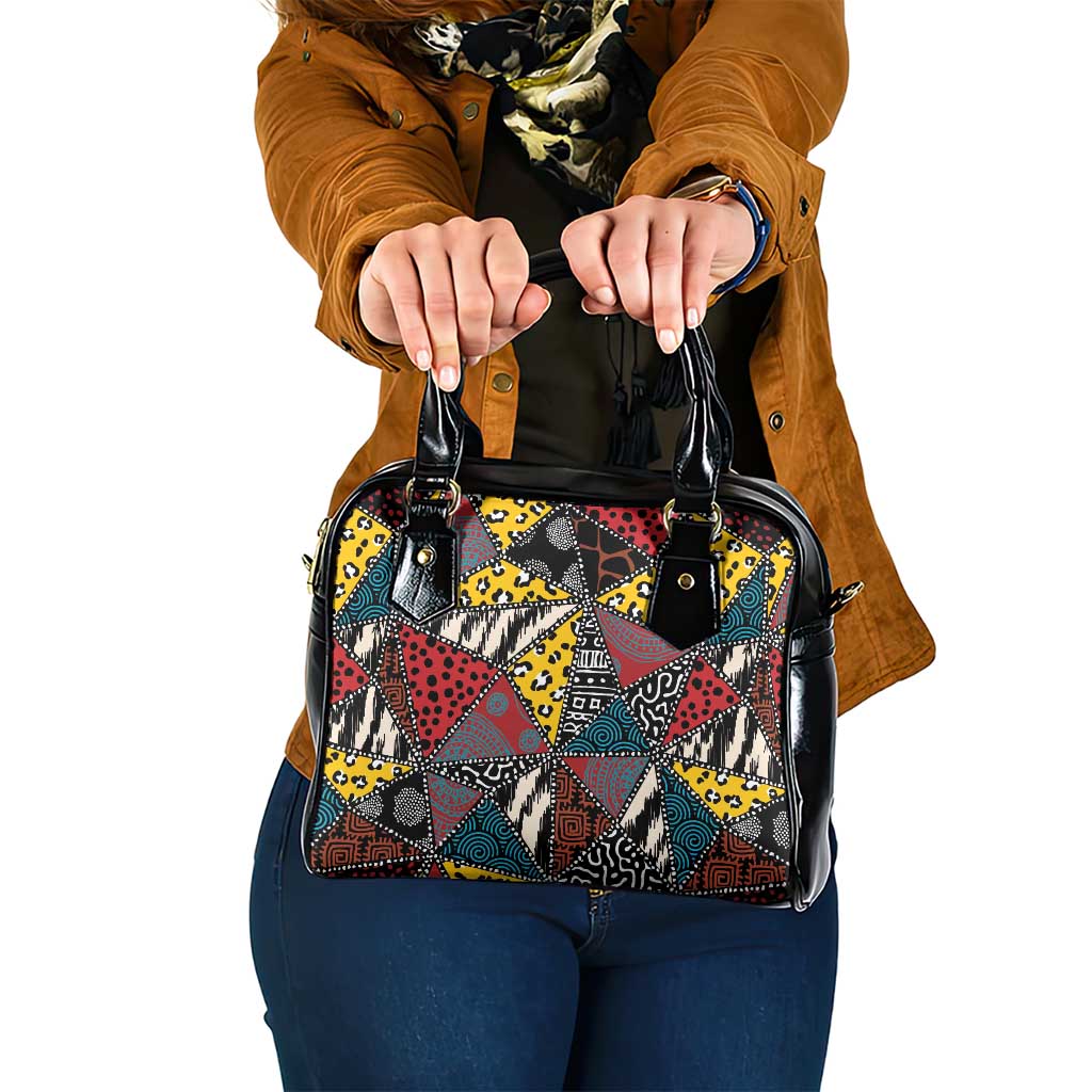 Wild Animal Skins Shoulder Handbag Triangles Pattern Afro Pattern Style LT9