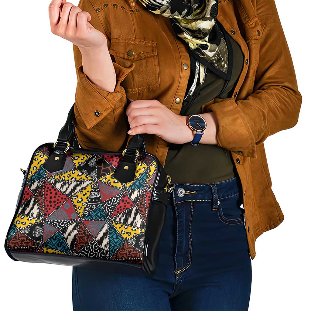 Wild Animal Skins Shoulder Handbag Triangles Pattern Afro Pattern Style LT9