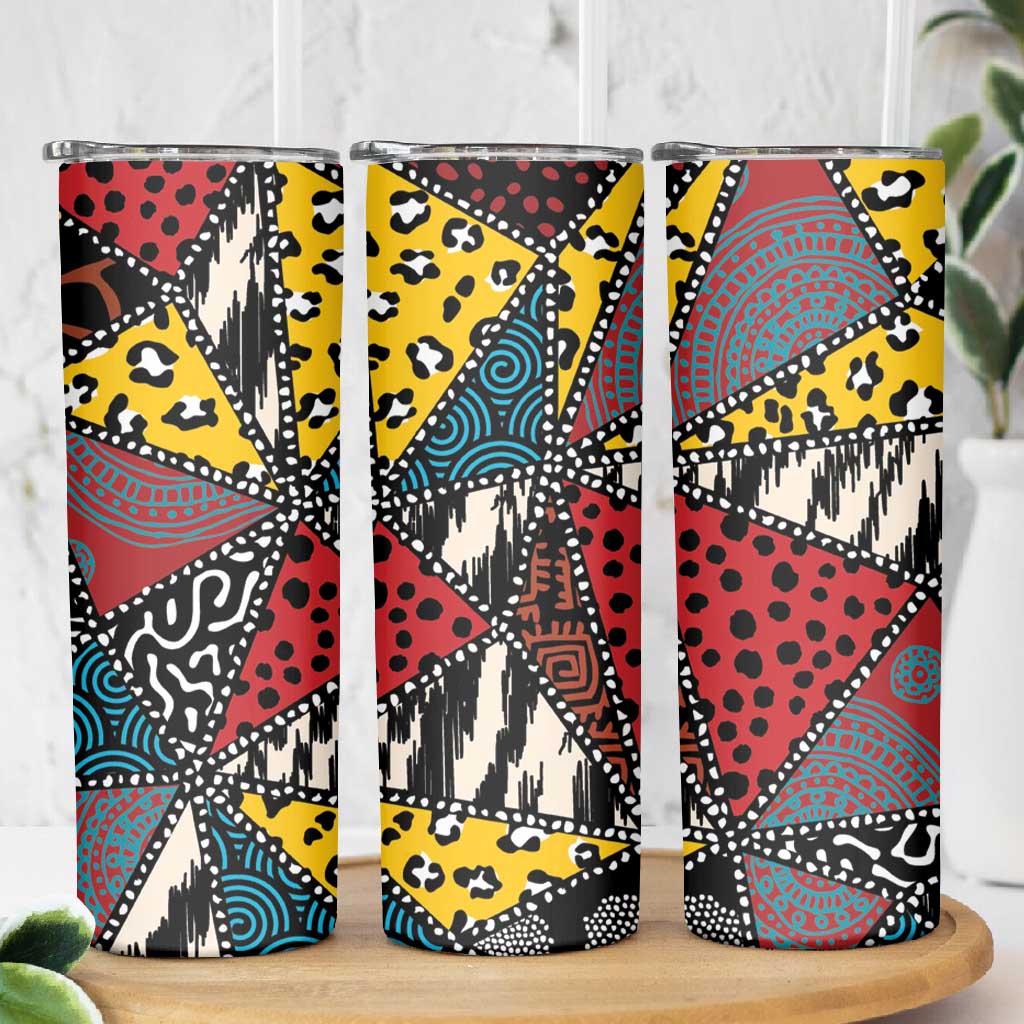 African Wild Animal Skins Skinny Tumbler Triangles Pattern Afro Pattern Style LT9