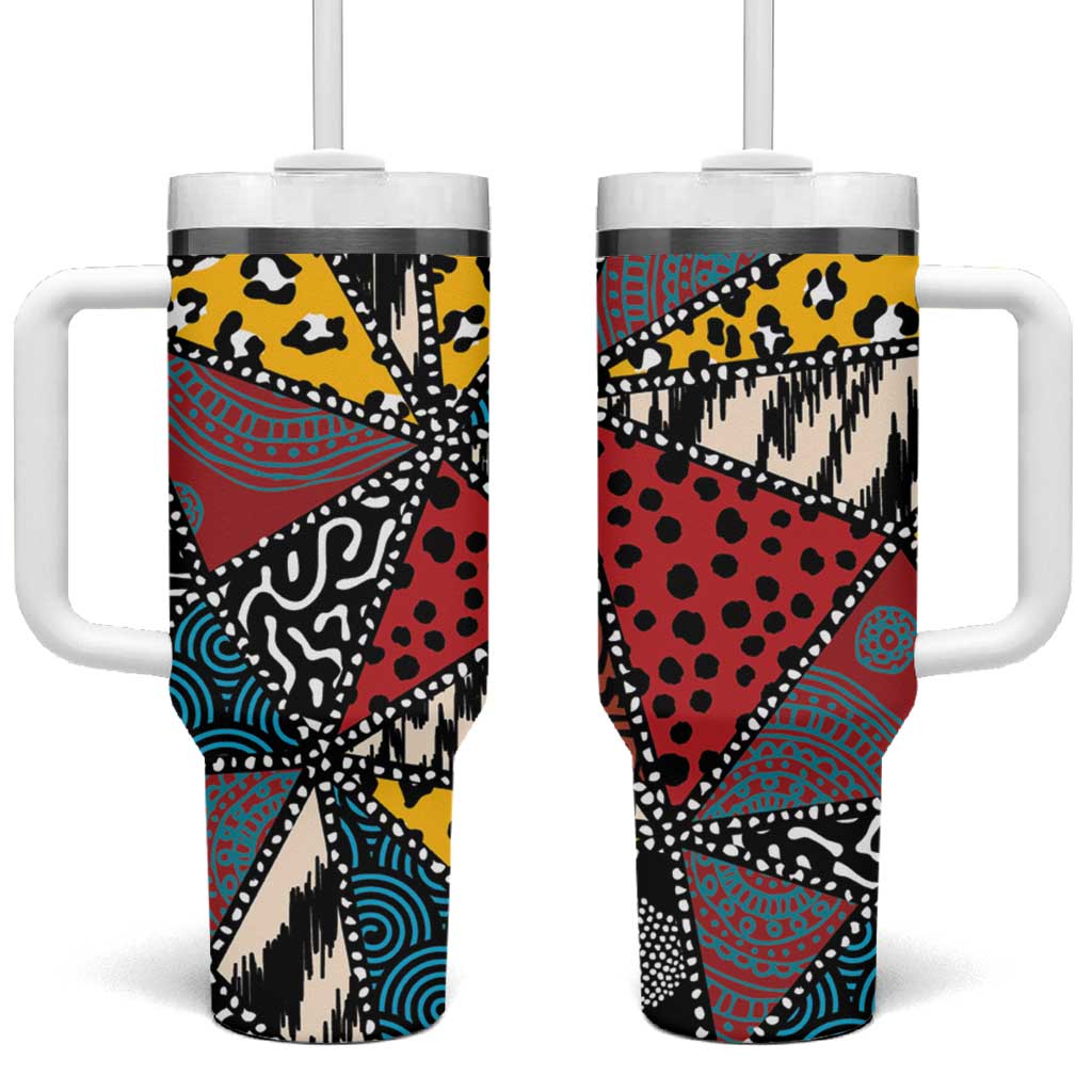 African Wild Animal Skins Tumbler With Handle Triangles Pattern Afro Pattern Style LT9