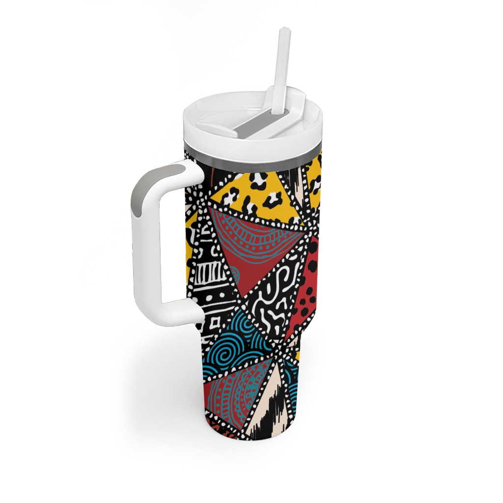 African Wild Animal Skins Tumbler With Handle Triangles Pattern Afro Pattern Style LT9