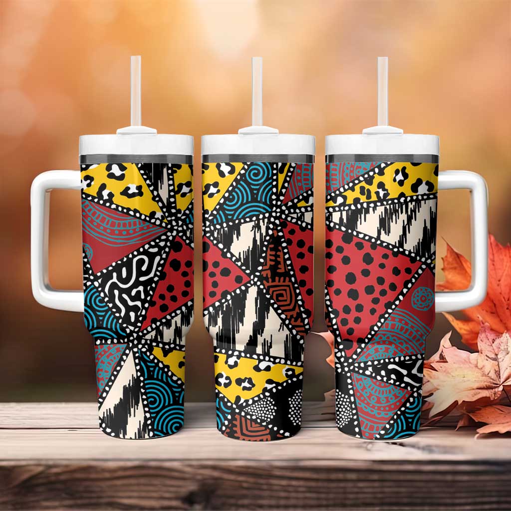 African Wild Animal Skins Tumbler With Handle Triangles Pattern Afro Pattern Style LT9