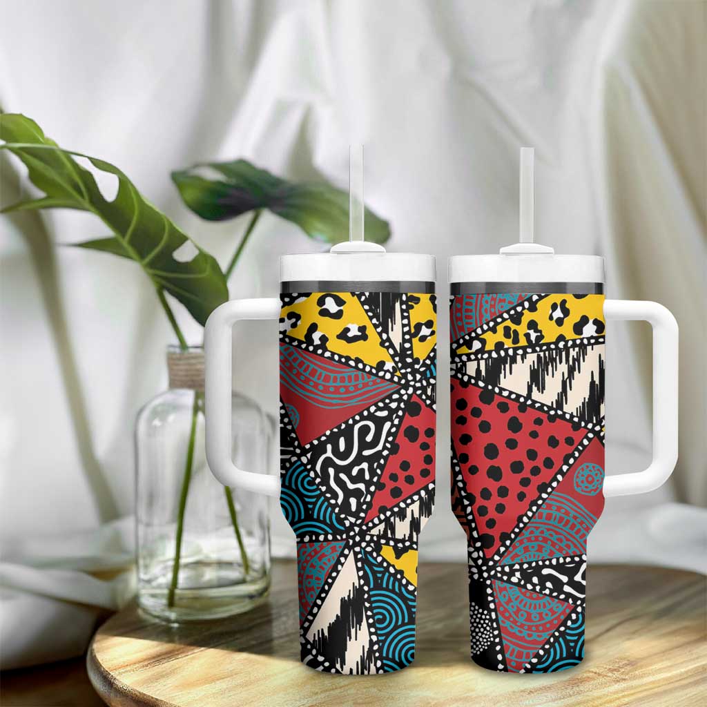 African Wild Animal Skins Tumbler With Handle Triangles Pattern Afro Pattern Style LT9
