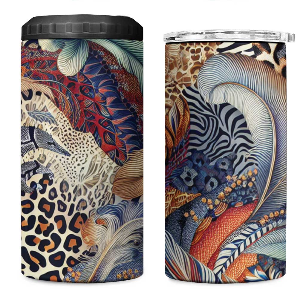 African Wild Animal Skins 4 in 1 Can Cooler Tumbler Unique Leopard Zebra And Snake Patterns LT9