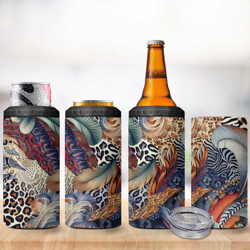 African Wild Animal Skins 4 in 1 Can Cooler Tumbler Unique Leopard Zebra And Snake Patterns LT9