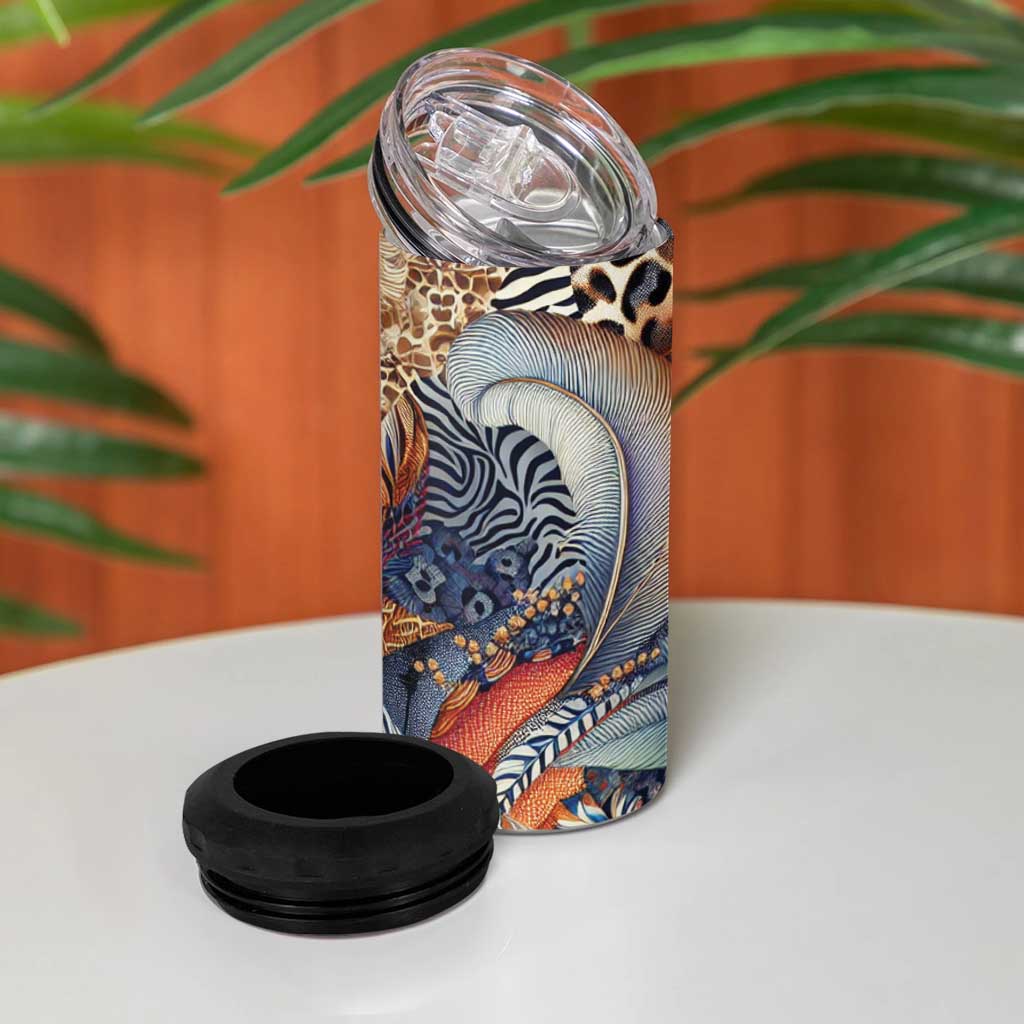 African Wild Animal Skins 4 in 1 Can Cooler Tumbler Unique Leopard Zebra And Snake Patterns LT9