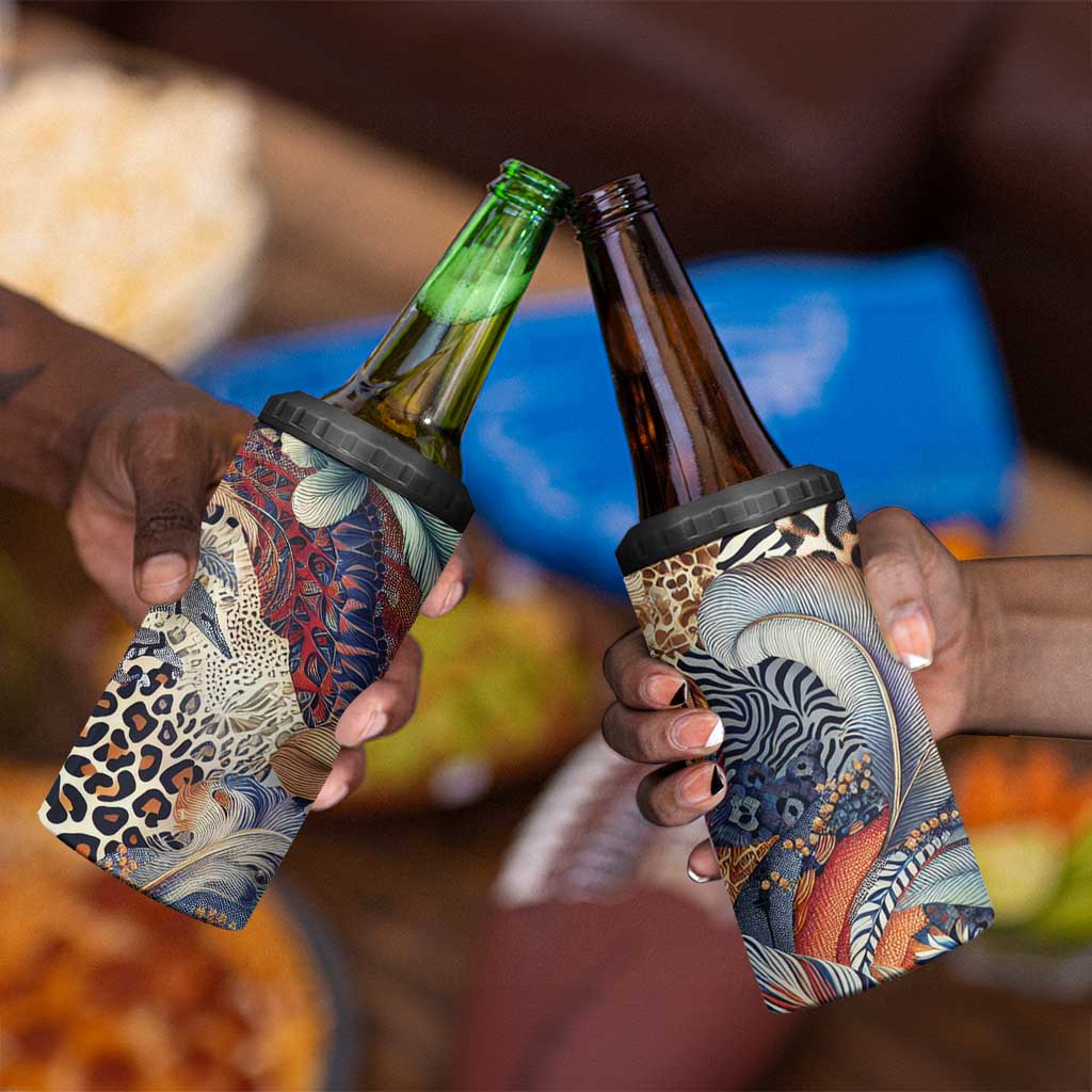 African Wild Animal Skins 4 in 1 Can Cooler Tumbler Unique Leopard Zebra And Snake Patterns LT9