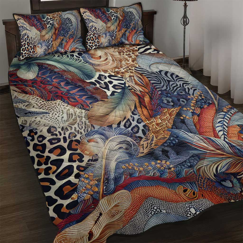 African Wild Animal Skins Quilt Bed Set Unique Leopard Zebra And Snake Patterns LT9