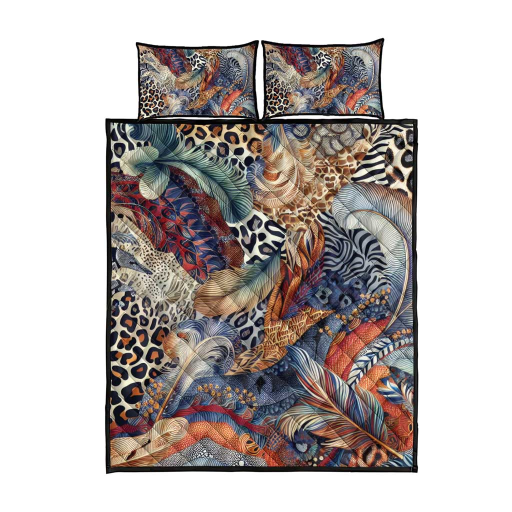 African Wild Animal Skins Quilt Bed Set Unique Leopard Zebra And Snake Patterns LT9