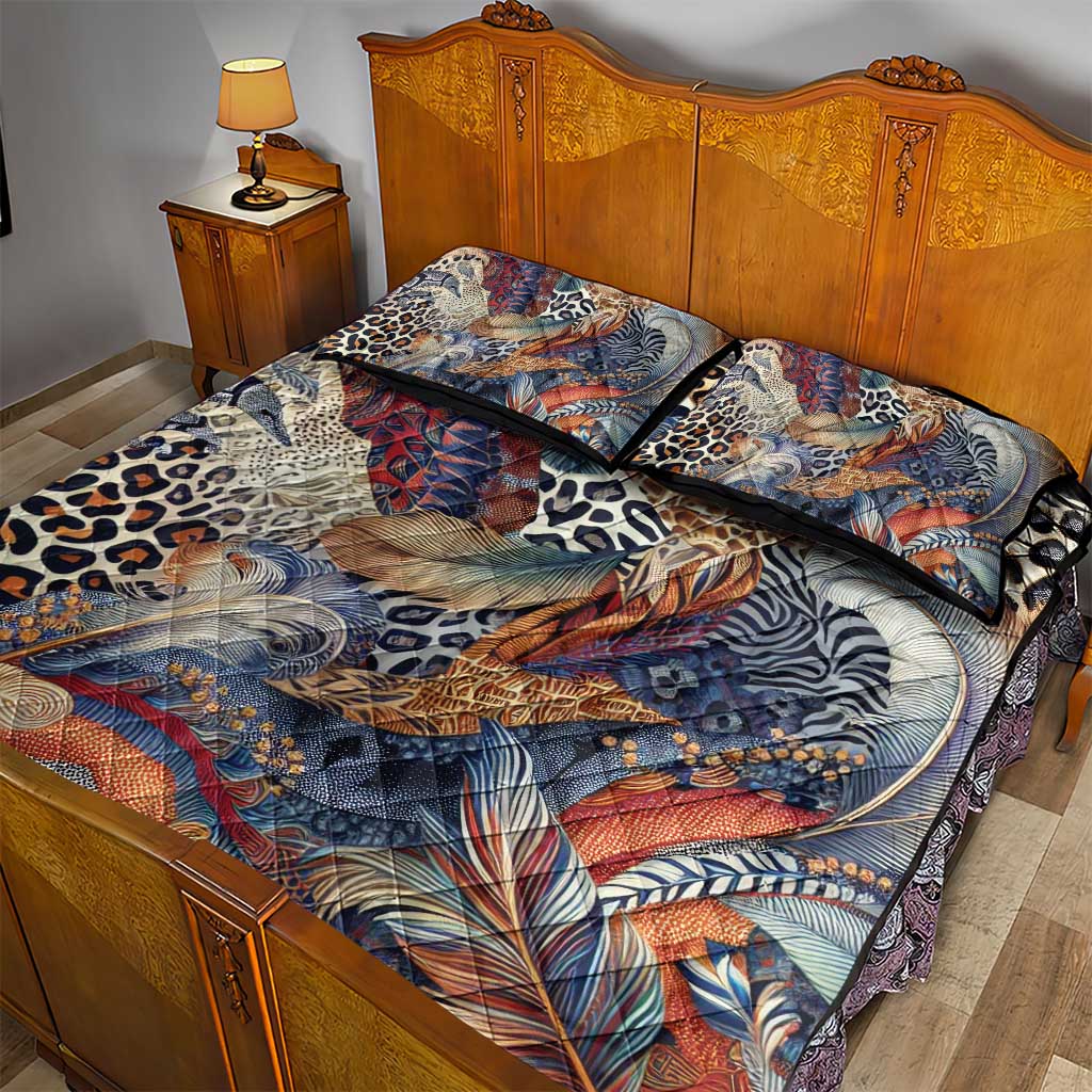African Wild Animal Skins Quilt Bed Set Unique Leopard Zebra And Snake Patterns LT9