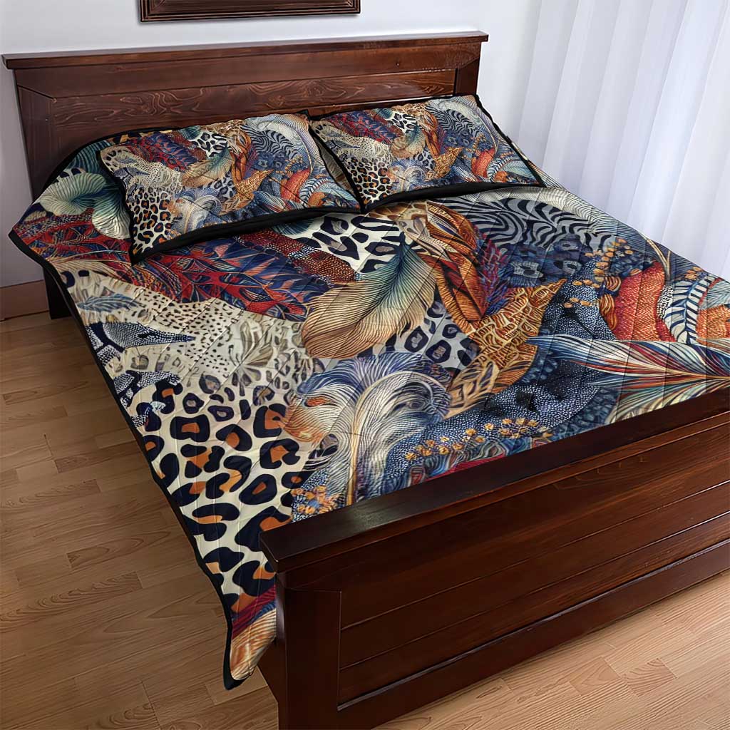 African Wild Animal Skins Quilt Bed Set Unique Leopard Zebra And Snake Patterns LT9
