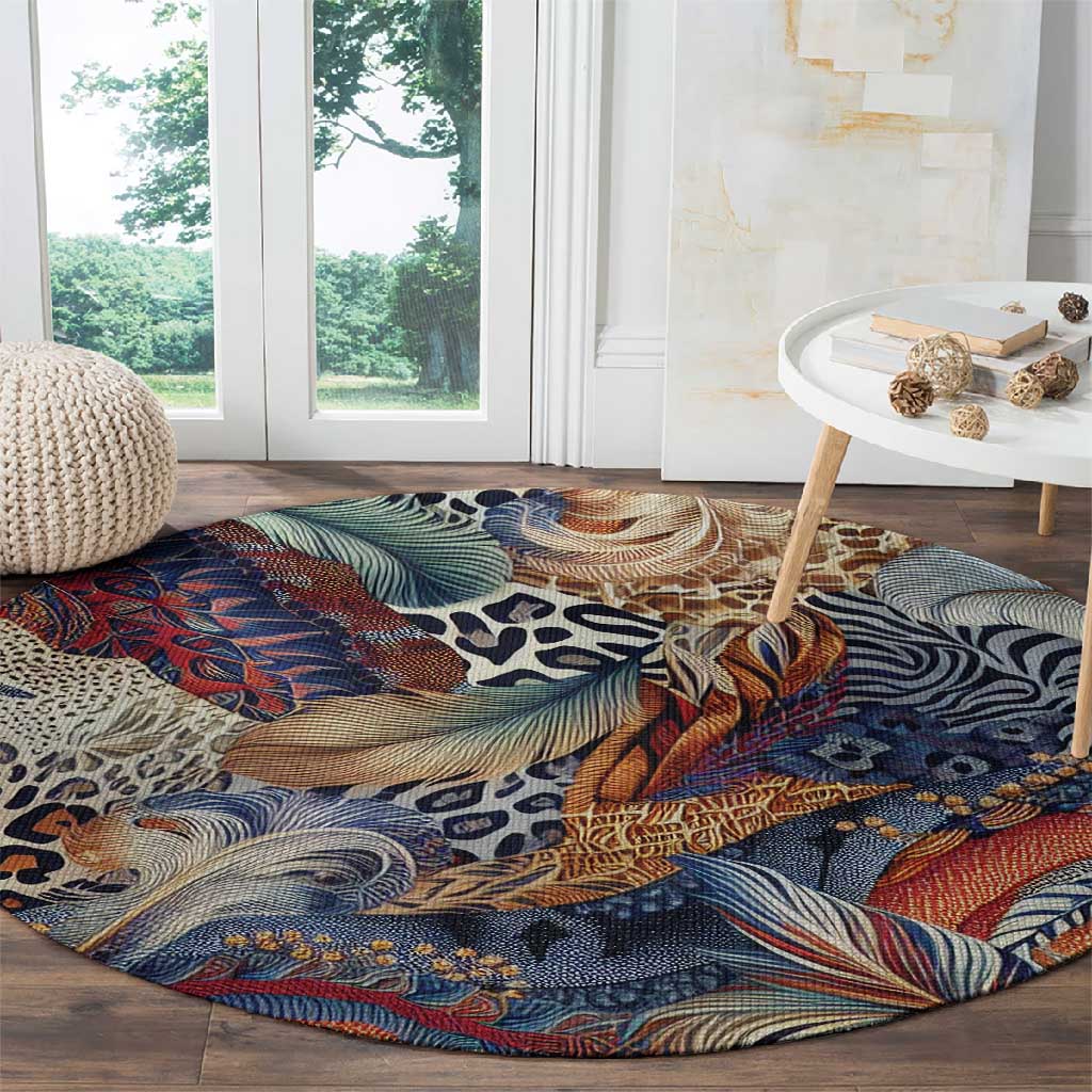 African Wild Animal Skins Round Carpet Unique Leopard Zebra And Snake Patterns LT9