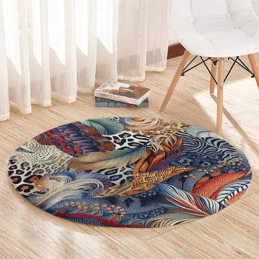 African Wild Animal Skins Round Carpet Unique Leopard Zebra And Snake Patterns LT9