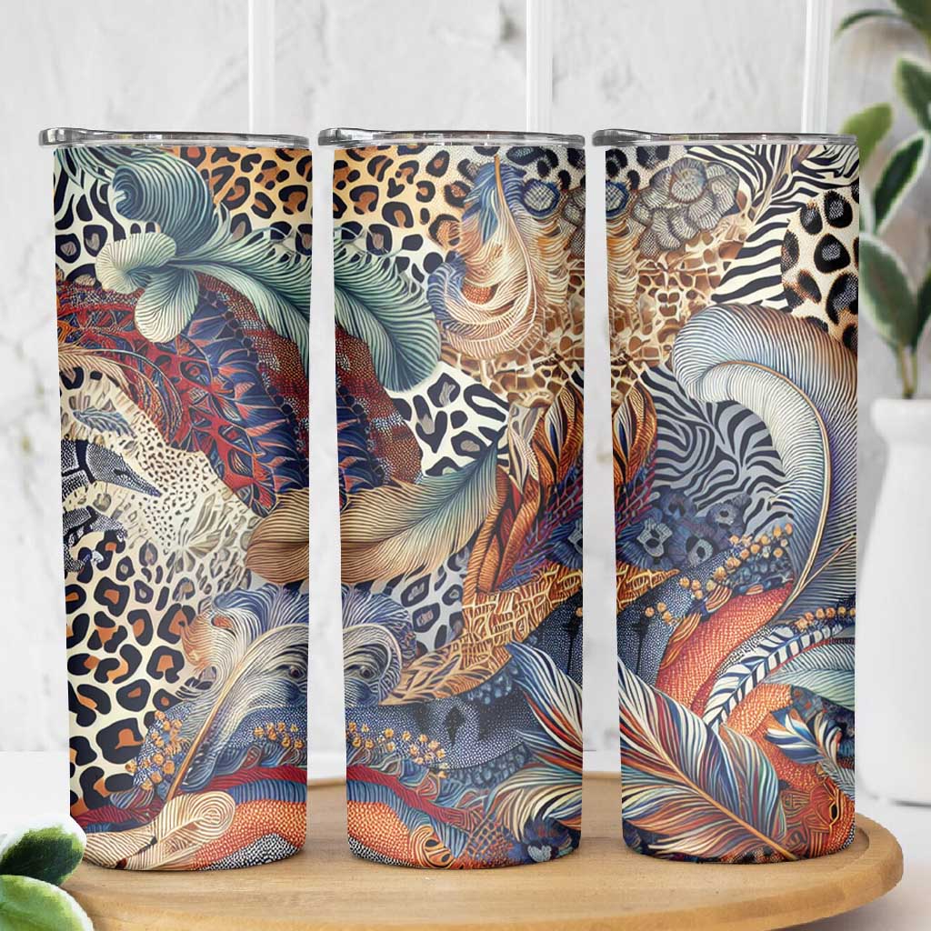 African Wild Animal Skins Skinny Tumbler Unique Leopard Zebra And Snake Patterns LT9