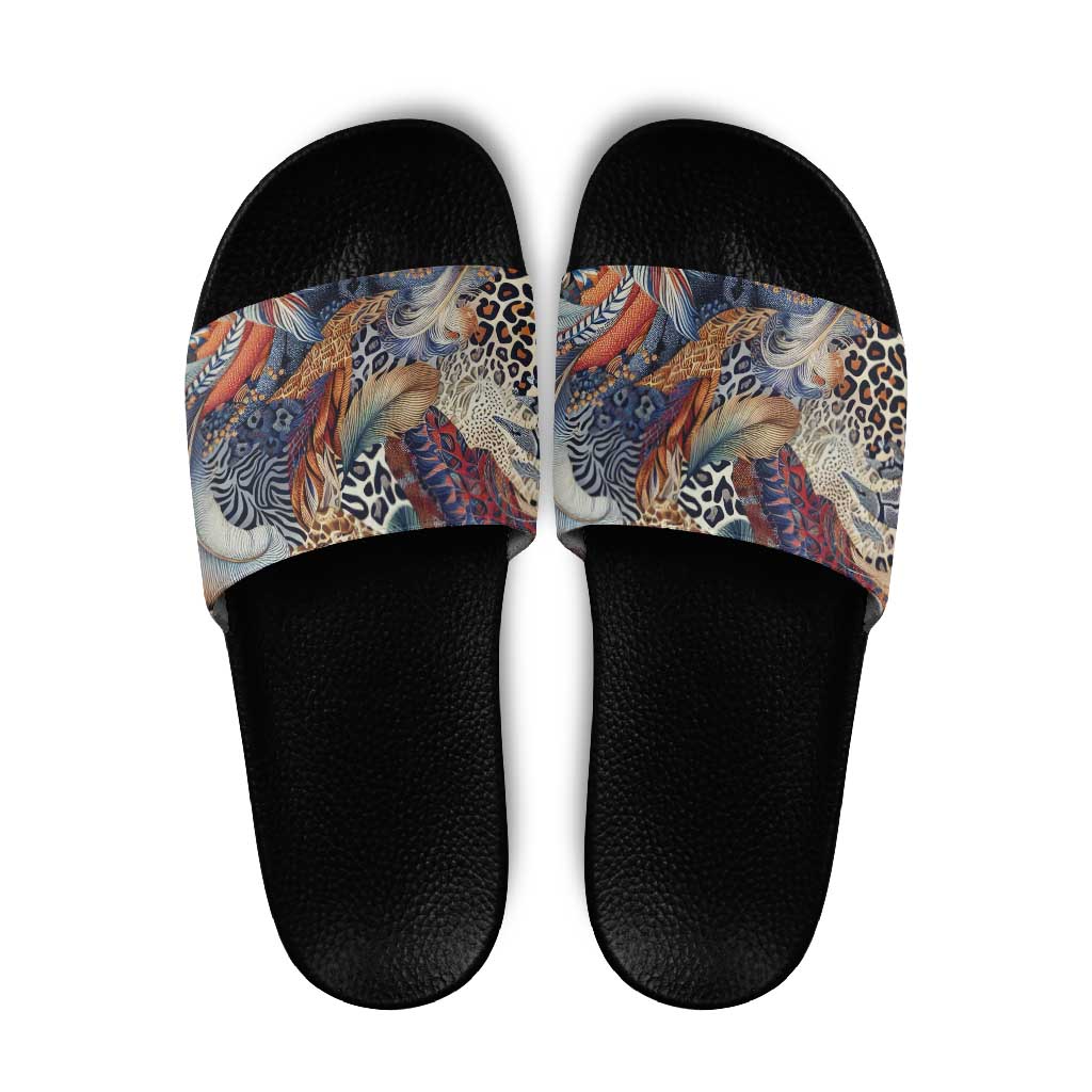Wild Animal Skins Slide Sandals Unique Leopard Zebra And Snake Patterns LT9