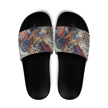 Wild Animal Skins Slide Sandals Unique Leopard Zebra And Snake Patterns LT9