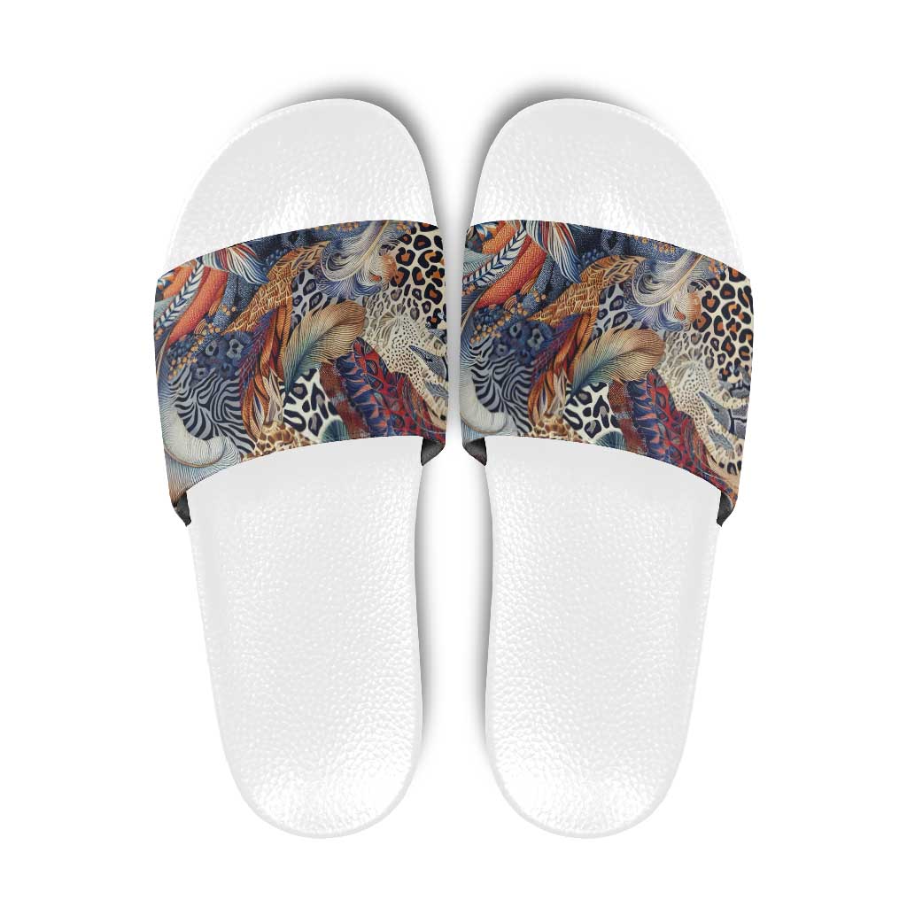 Wild Animal Skins Slide Sandals Unique Leopard Zebra And Snake Patterns LT9