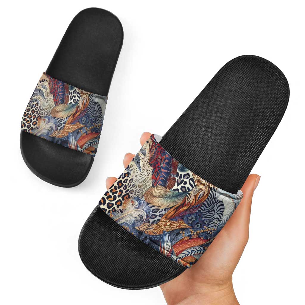 Wild Animal Skins Slide Sandals Unique Leopard Zebra And Snake Patterns LT9