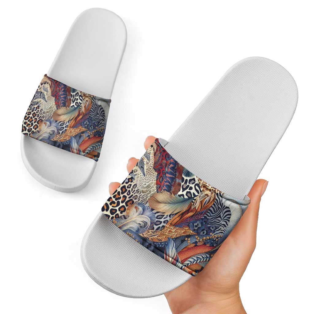 Wild Animal Skins Slide Sandals Unique Leopard Zebra And Snake Patterns LT9